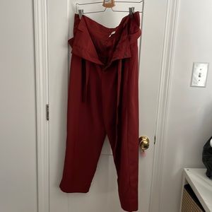 Madewell rust brown paper bag pants with Belt size 12